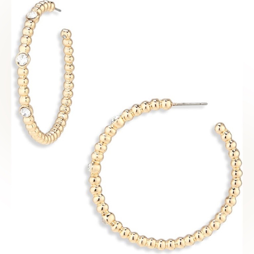 NWT Crystal Textured Hoop Earrings